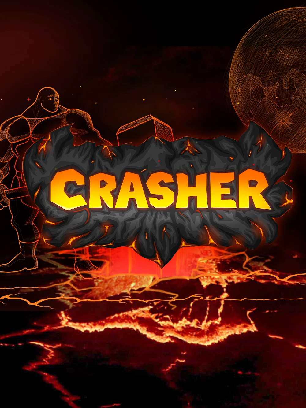 Tarjeta de juego crash con composición minimalista y vibrante.